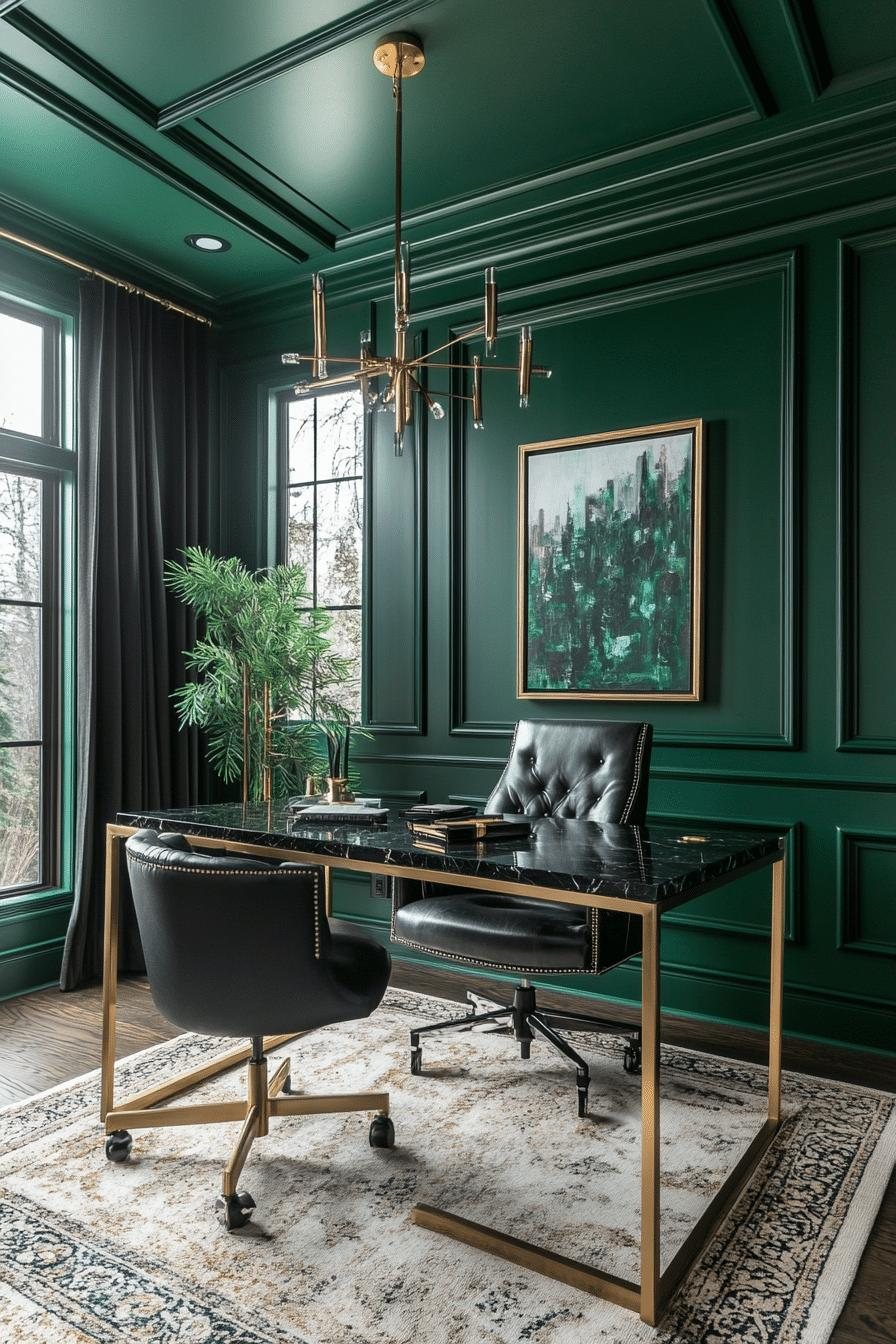 A warm, well-appointed home office